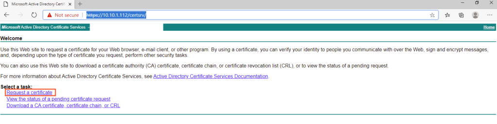 CA request certificate
