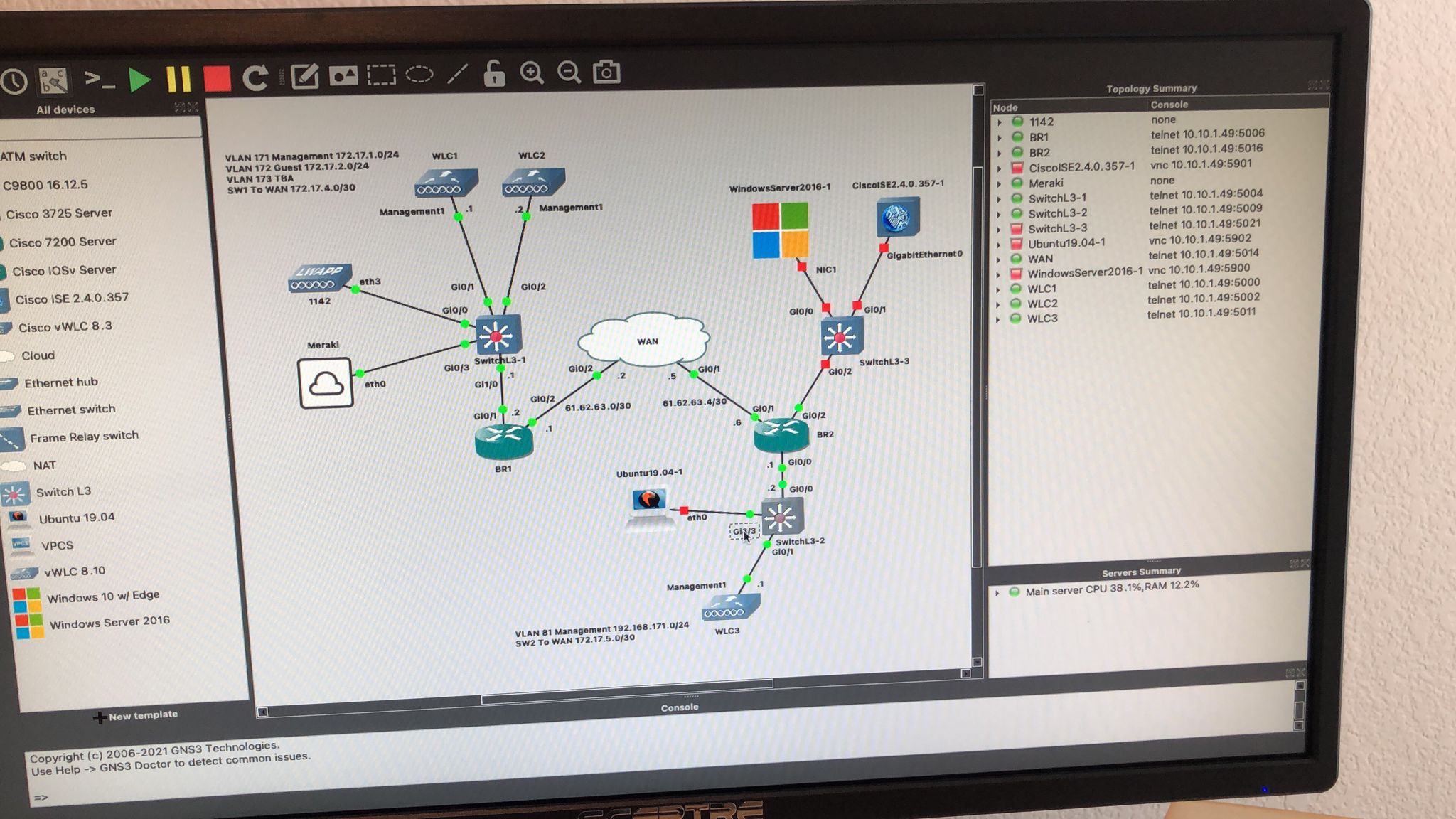 GNS3 topology